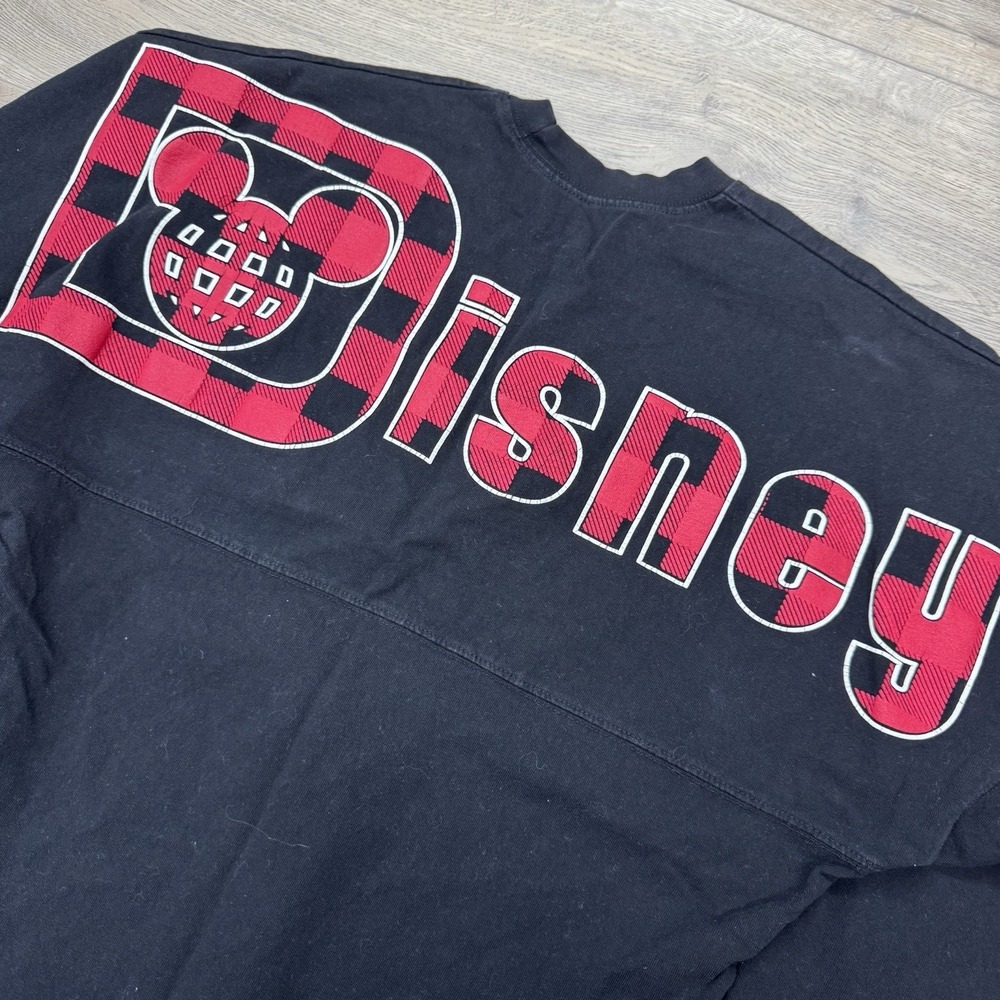 Walt Disney World Black Buffalo Plaid Spirit Jersey Sz M Mickey Parks Vacation
